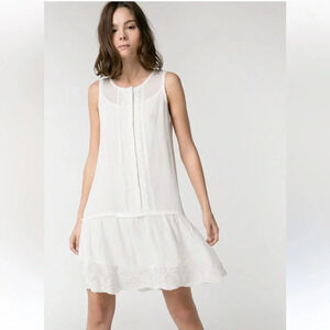 MANGO Suit White Dress Embroidered Western Camisole Sheer Ivory Feminine LWD 2